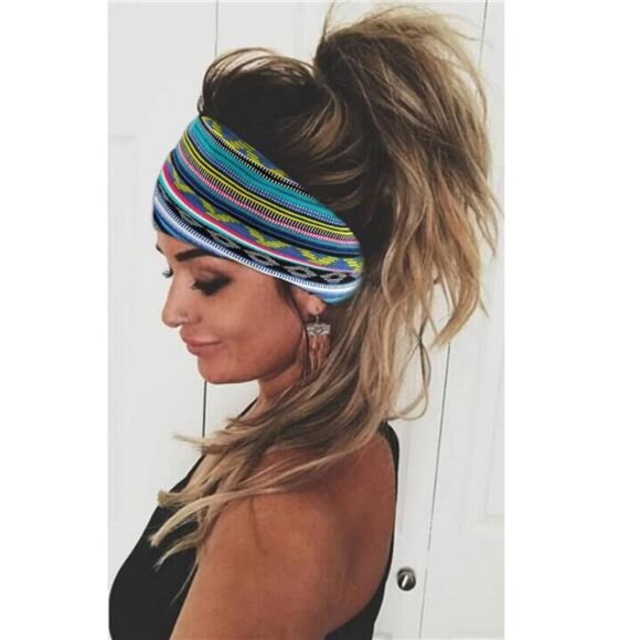Boho Headbands For Women Fashion Stretch Wide Hair Bands Knoted Turban Head - Picture 3 of 8
